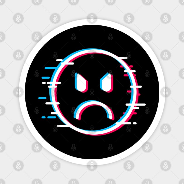 Glitch Face Angry Magnet by machmigo